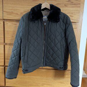 Barbour Quilted Puffer Jacket with Black Collar